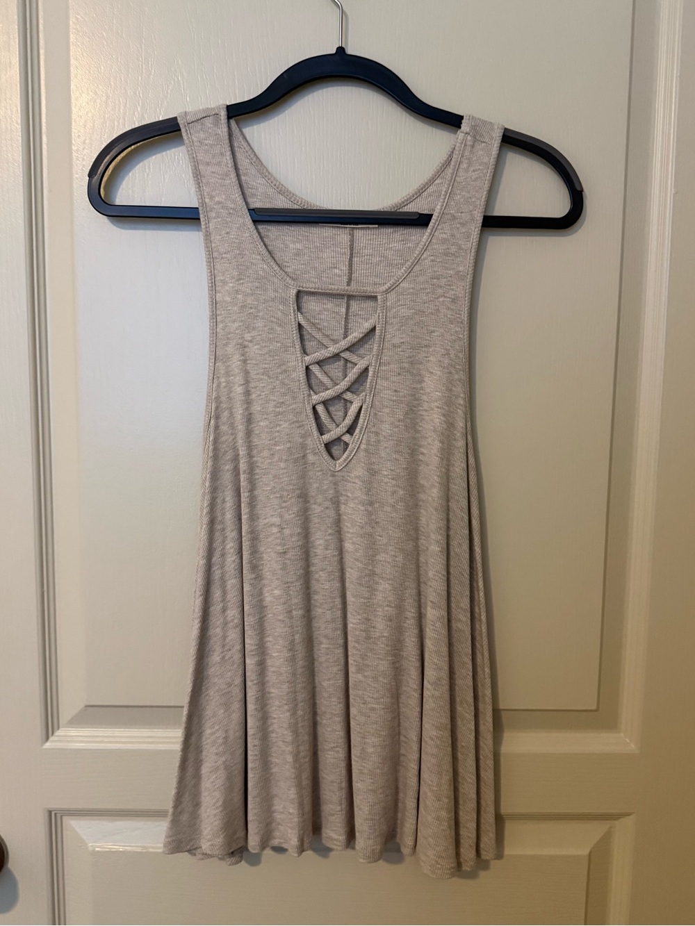 Promesa Taupe Crisscross Front Swing Tank Top